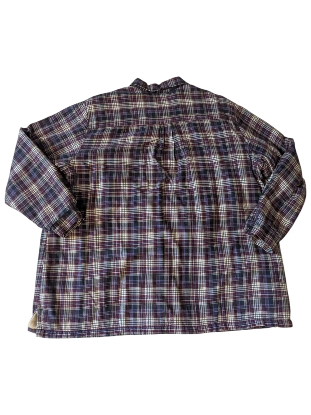 L.L. Bean Purple Plaid Sherpa Fleece Lined Flannel LS Button Front Shacket